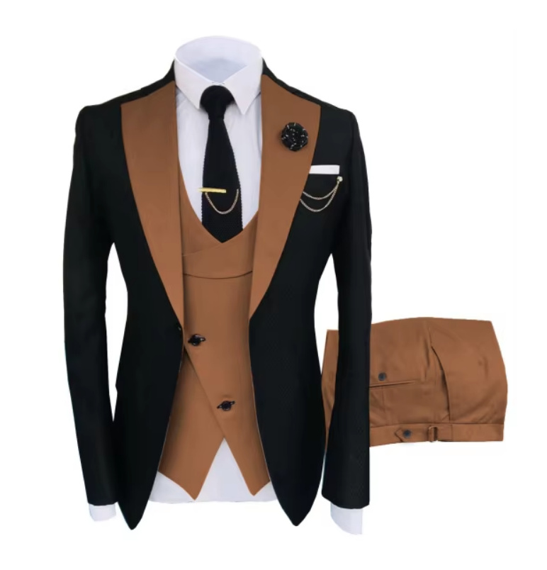 Hochzeitsanzug Anno für den Bräutigam Braun Schwarz&nbsp;Dreiteilig