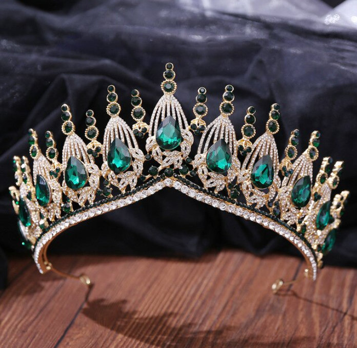 Barock Kristall Prinzessin Braut Tiara Anica Gold&nbsp;Grün