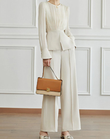 Standesamt Outfit für die Braut Zweiteiler Elegante Bluse mit Hose im&nbsp;Set