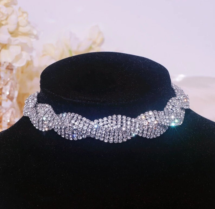 Luxus Geometrische Kristall Choker Halskette für die&nbsp;Braut