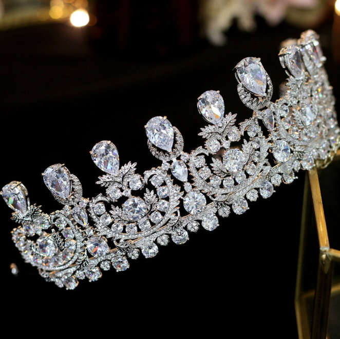 Kristall Königin Braut Tiara Diadem Carolin&nbsp;Silber