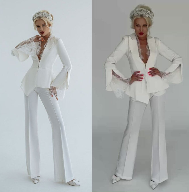 Standesamt Hosenanzug Festlich für die Braut mit&nbsp;Spitze