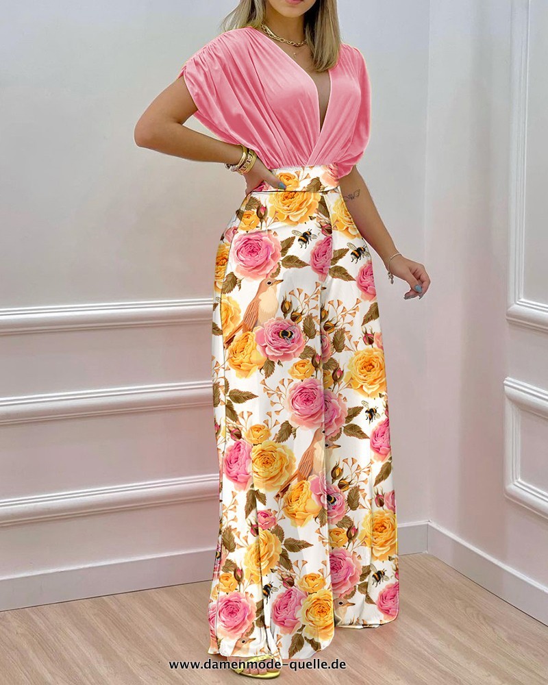 Breites Bein Hosen Set für Damen in&nbsp;Rosa