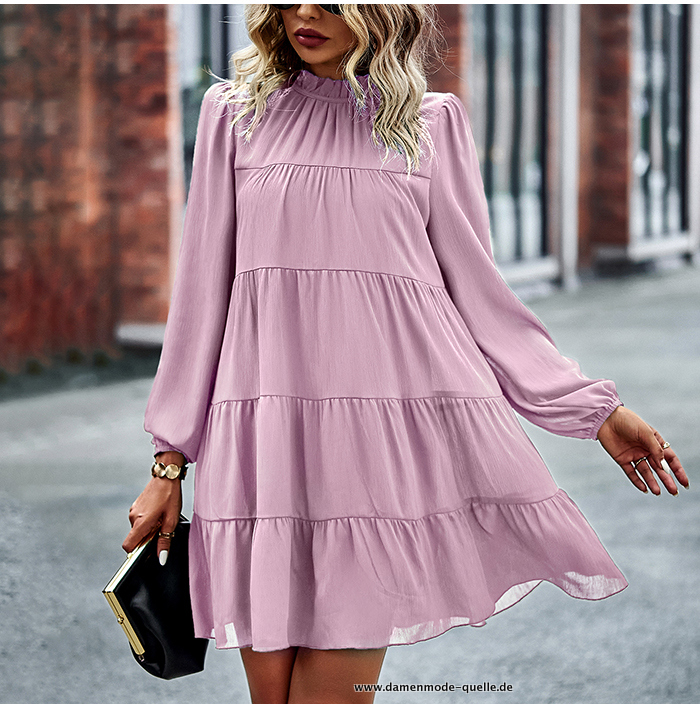 Rüschen Mini Kleid für Damen in A-linie in&nbsp;Lila