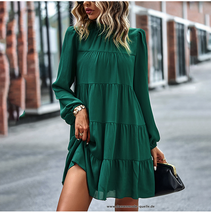 Rüschen Mini Kleid für Damen in A-linie in&nbsp;Grün