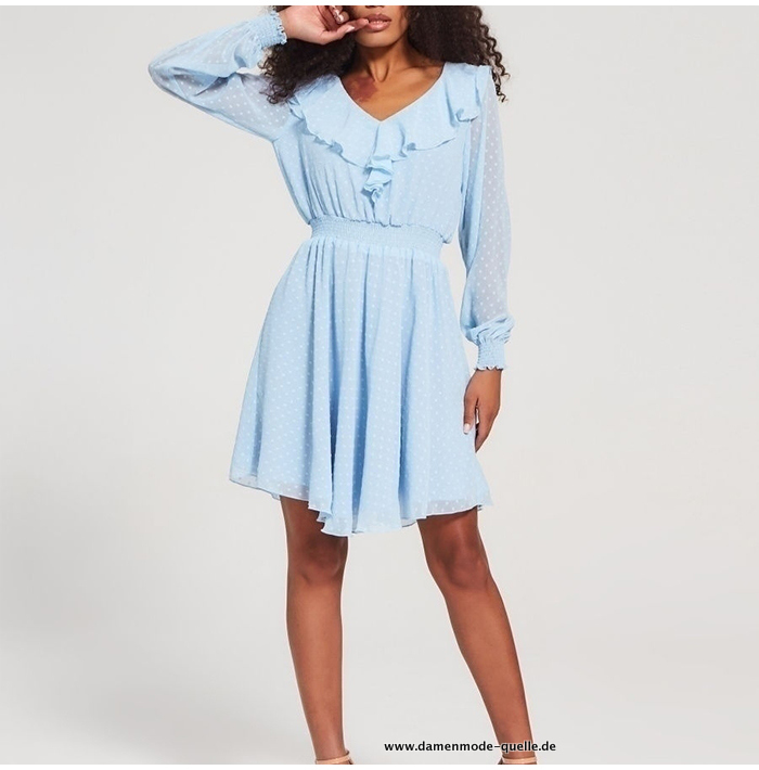 Rüschen Himmelblaues Chiffon&nbsp;Kleid