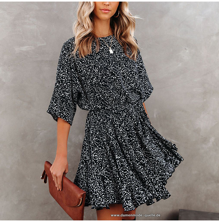 Schwarz Gepunktetet Damen&nbsp;Sommerkleid