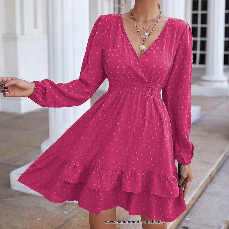 Chiffon V-Ausschnitt Sommerkleid&nbsp;Pink
