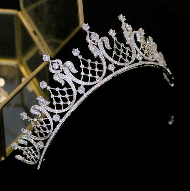 Luxus Vintage Braut Krone Tiara Caroline&nbsp;Silber