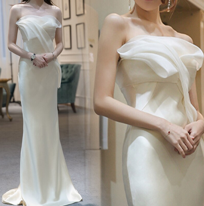 I Linie Satin Brautkleid Schulterfrei&nbsp;Lang