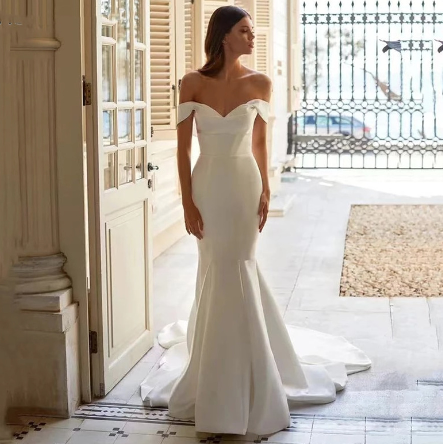 Schulterfreies Fit and Flare Brautkleid&nbsp;Cynthia