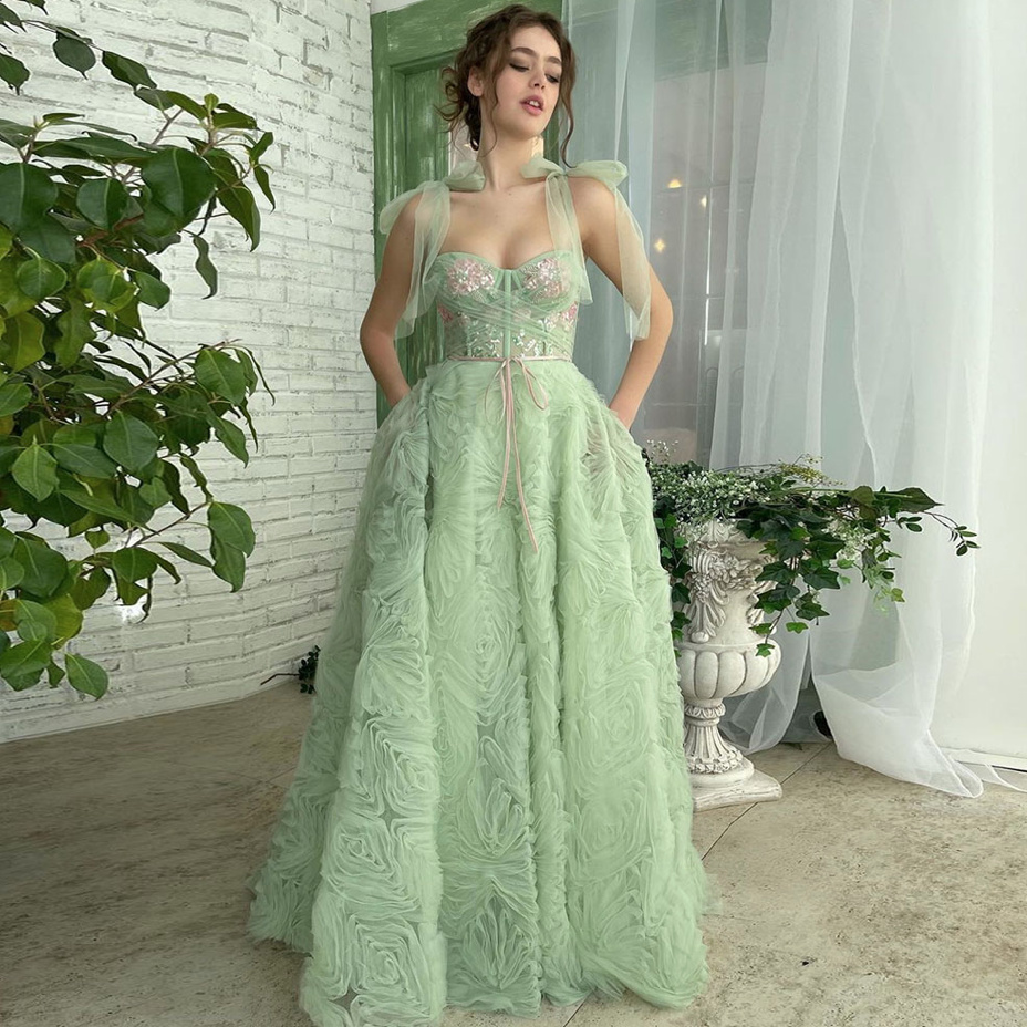 A Linie Kleid für Hochzeitsgäste Elegant und Festlich in Mintgrün&nbsp;Lang