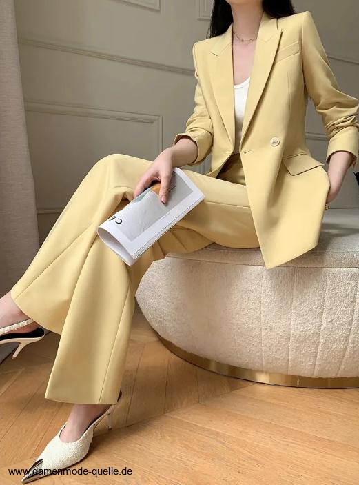  I Linie Business Hosenanzug Elegant in Gelb Gerade&nbsp;Geschnitten