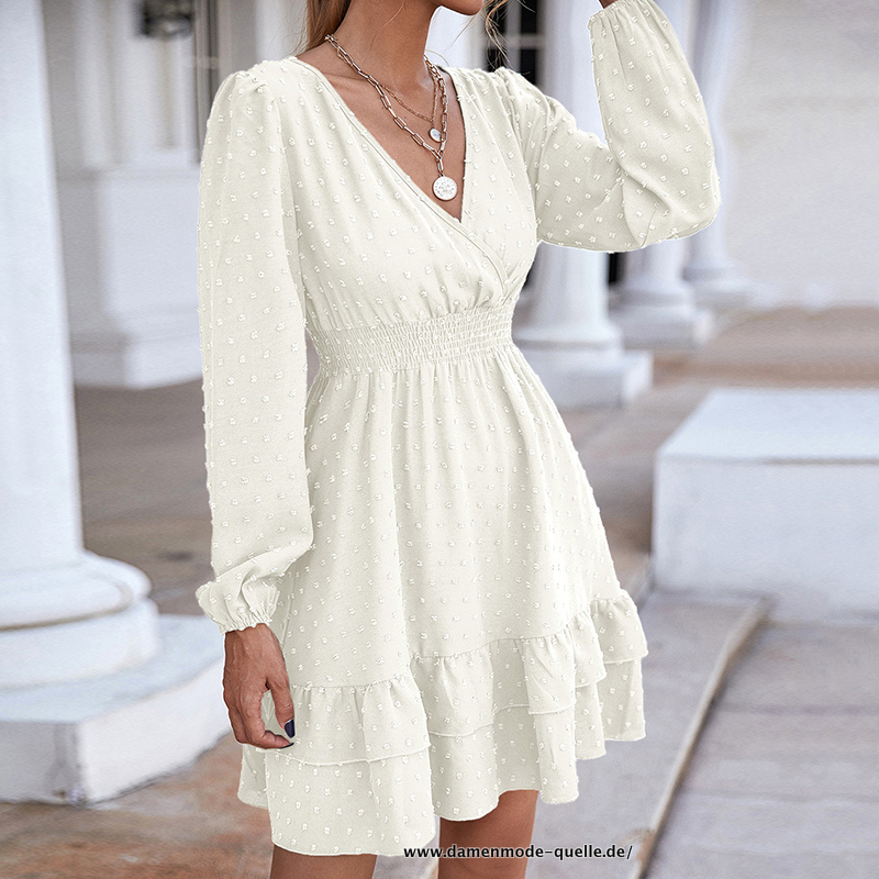 Chiffon V-Ausschnitt Sommerkleid&nbsp;weiß