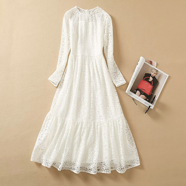 A Linie Langarm Royal Standesamtkleid&nbsp;Wadenlang