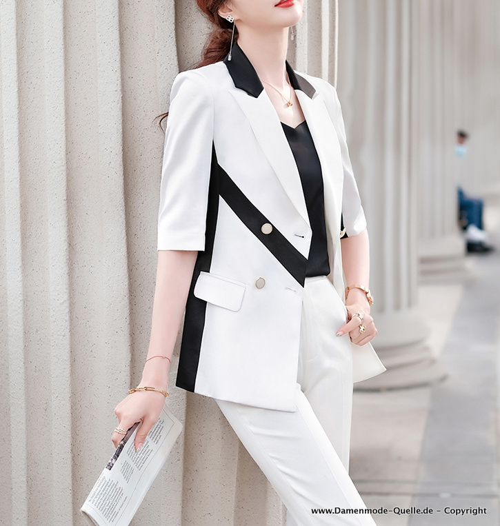 Business Hosenanzug Carlotta für Damen in Weiß mit&nbsp;Applikationen