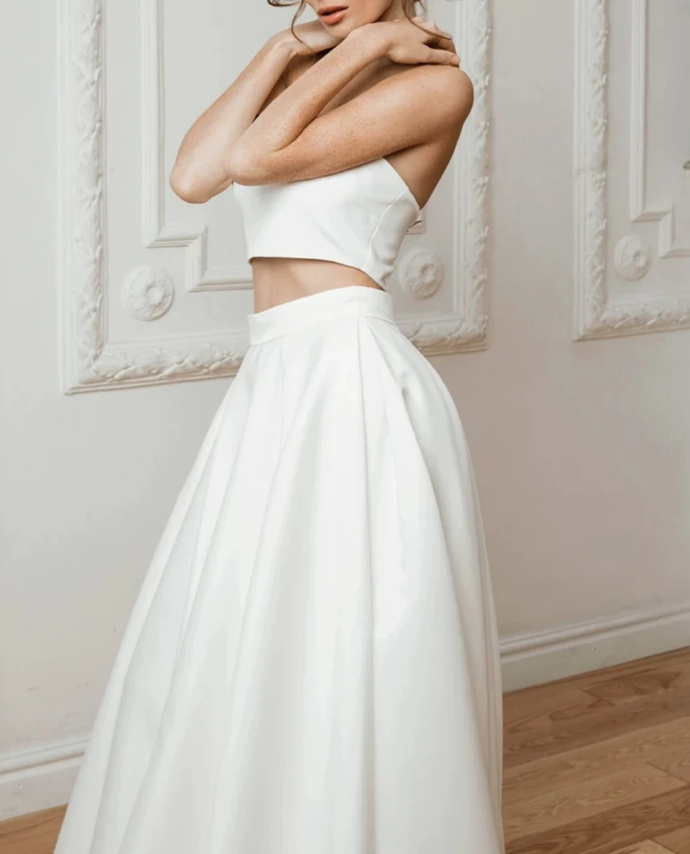 Zweiteiliges Bustie Satin Brautkleid Ajlin mit&nbsp;Rock