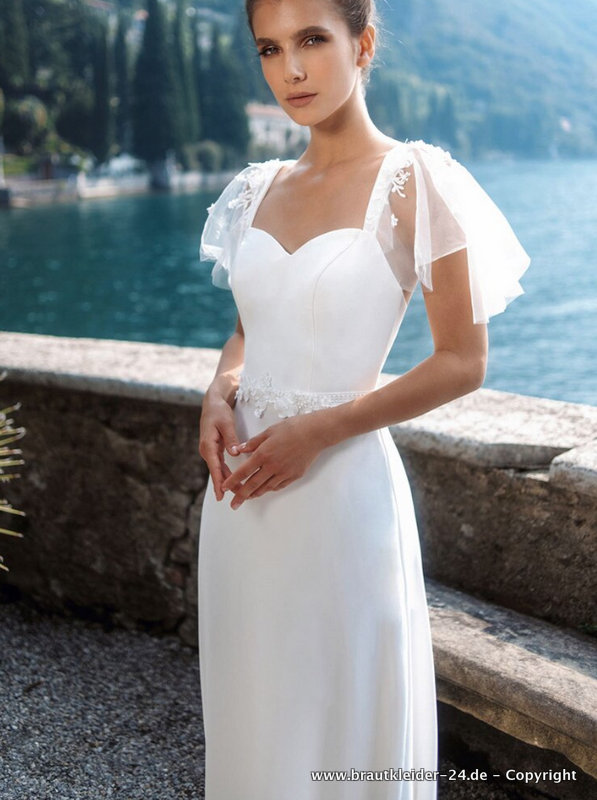 Empire Brautkleid Schlicht mit&nbsp;Flügelärmel
