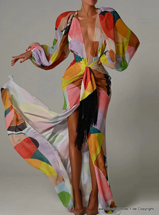 Sexy Cut Out Chiffon Kleid mit&nbsp;Laternenärmel