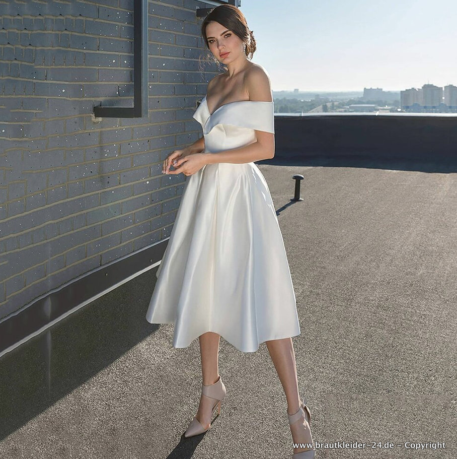 Einfaches Kurzes Satin Brautkleid&nbsp;Evina