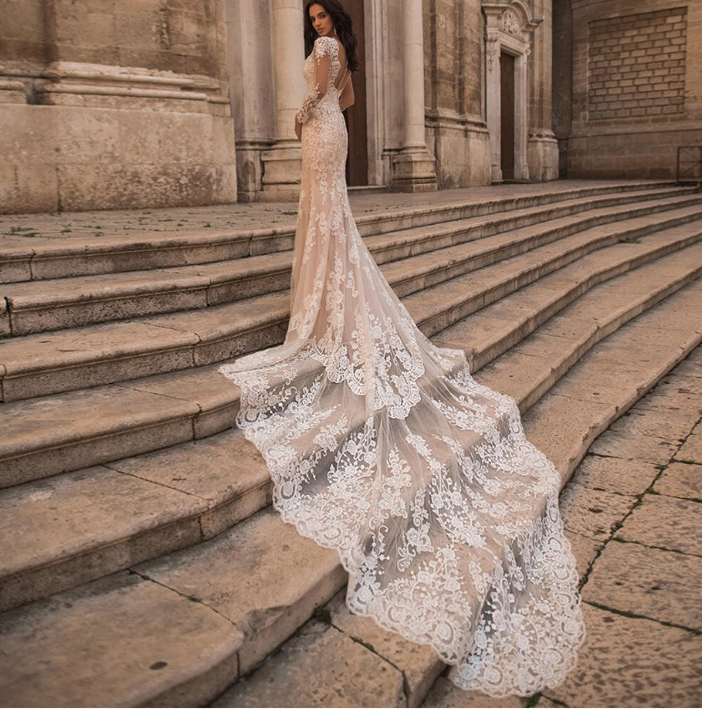 Meerjungfrau Brautkleid Dani Mit Spitze und Schleppe&nbsp;Wunderschön