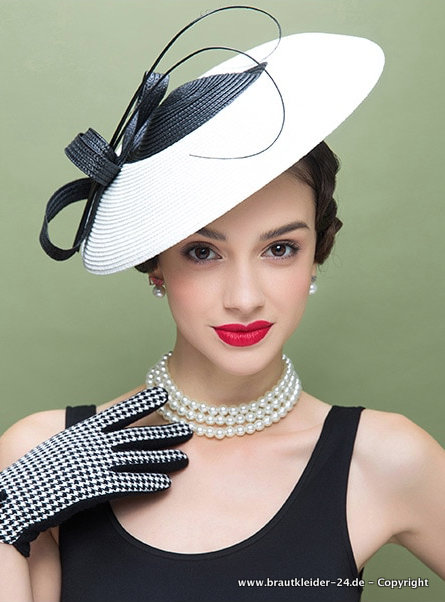 Vintage Style Brauthut Mariel Elegant in Schwarz&nbsp;Weiß