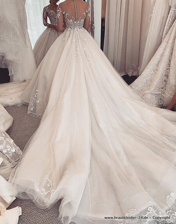 Charmantes Prinzessin Brautkleid Elea mit Spitze und&nbsp;Schleppe