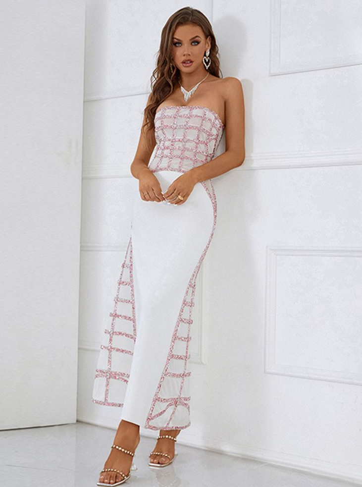 Bustie Patchwork Standesamtkleid Lang&nbsp;Trägerlos