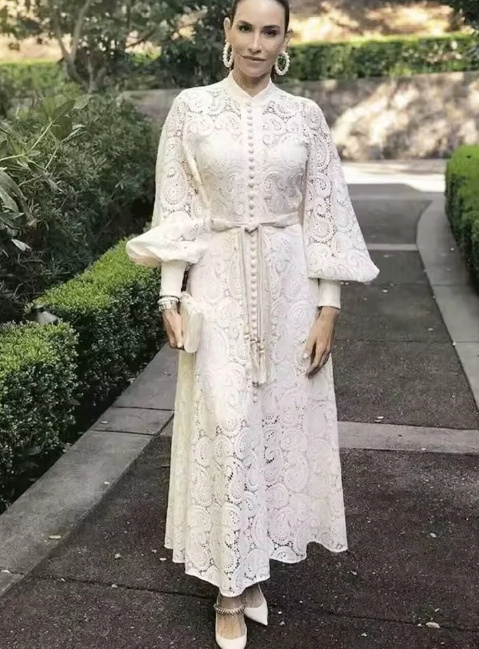 A Linie Langarm Standesamtkleid Gloria aus Spitze&nbsp;Knöchellang