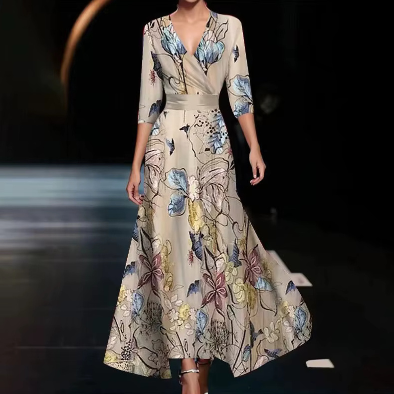 A Linie Party Sommerkleid 2025 Dalia Knöchellang Ivory mit&nbsp;Blumen