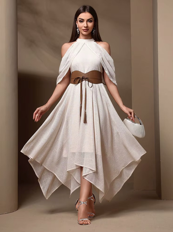 A Linie Sommerr Kleid Elegant für Hochzeitsgäste mit Cut Out Schulter&nbsp;Asymmetrisch