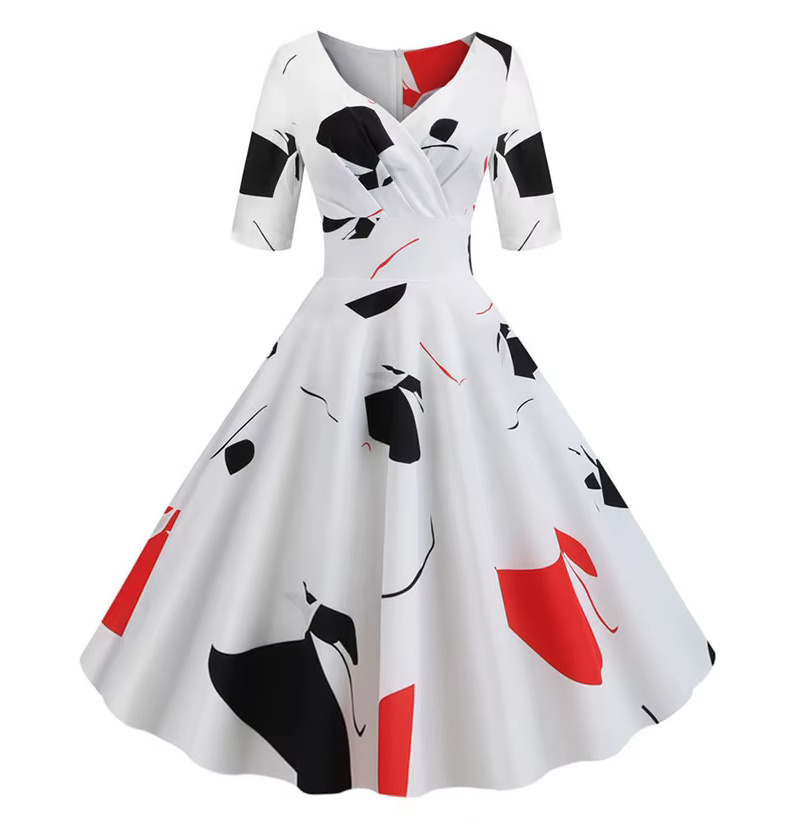 A Linie Vintage Rockabilly Kleid 2025 Deloris Knielang&nbsp;Weiß