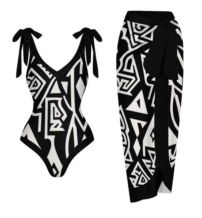 Badeanzug 2025 Teyana in Schwarz Weiß mit Rock im&nbsp;Set