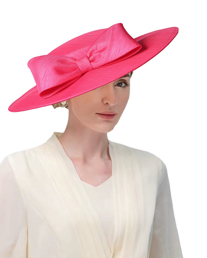 Brauthut Gerit mit Breite Krempe und Schleife in&nbsp;Pink