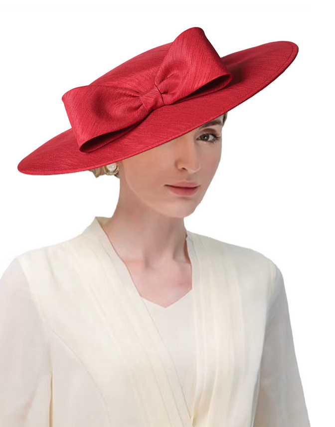 Brauthut Gerit mit Breite Krempe und Schleife in&nbsp;Rot