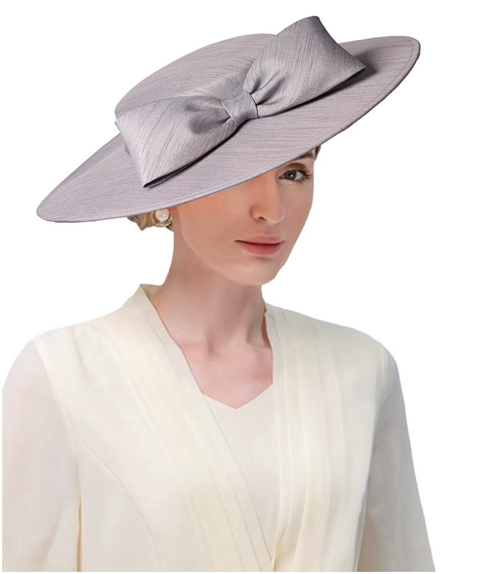 Brauthut Gerit mit Breite Krempe und Schleife in&nbsp;Silber