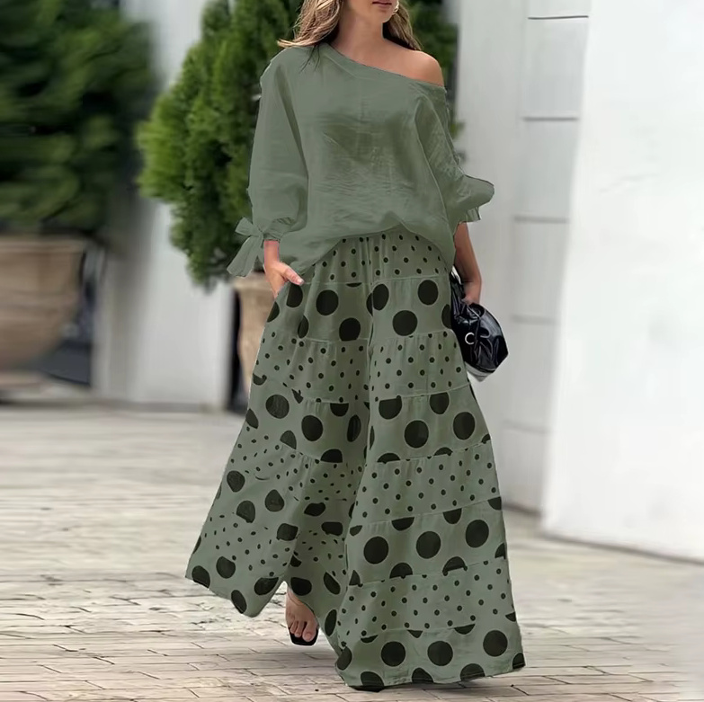 Damen Sommer Set 2025 Zweiteiler Dala Grün Bluse mit Hose im&nbsp;Set