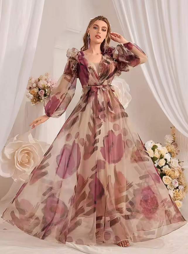 Elegantes Chiffon Maxi Kleid 2025 Donatella mit&nbsp;Blumenmuster