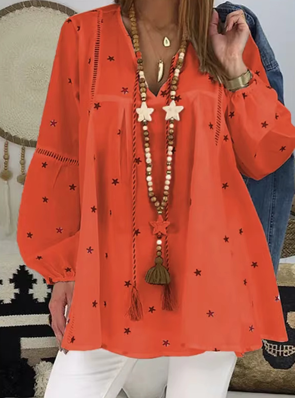 Fashion Tunika 2025 in Orange mit Strenchen bis 5XL