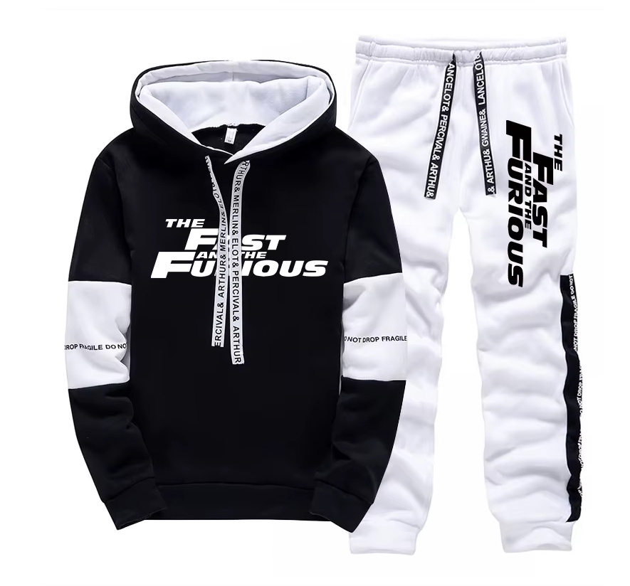 Herren Freizeitanzug Jogger 2025 Schwarz Weiß mit&nbsp;Hoodie
