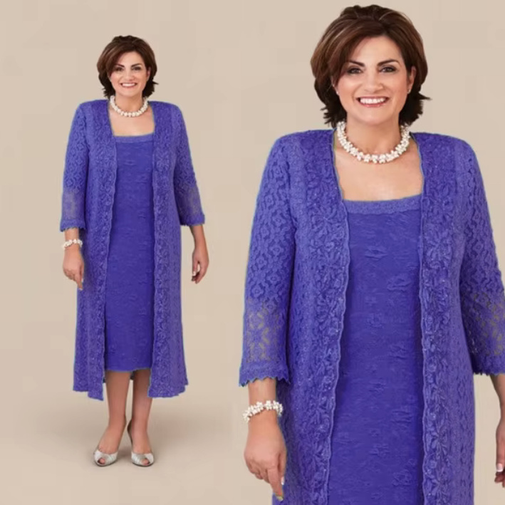 I Linie Brautmutterkleid Giulia aus Spitze Zweiteilig mit Jacke in&nbsp;Lila