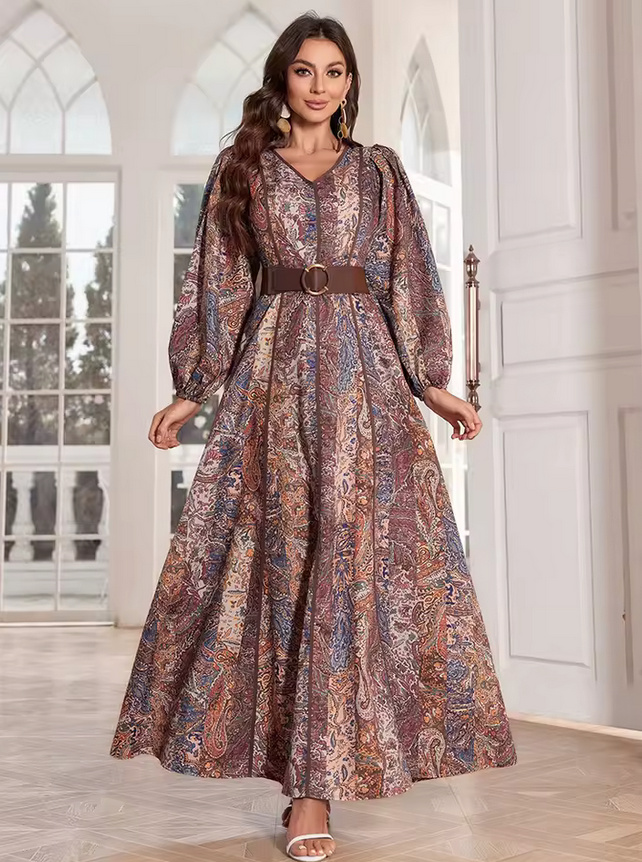 Langarm Chiffon Maxikleid 2025 mit&nbsp;Blumenmuster