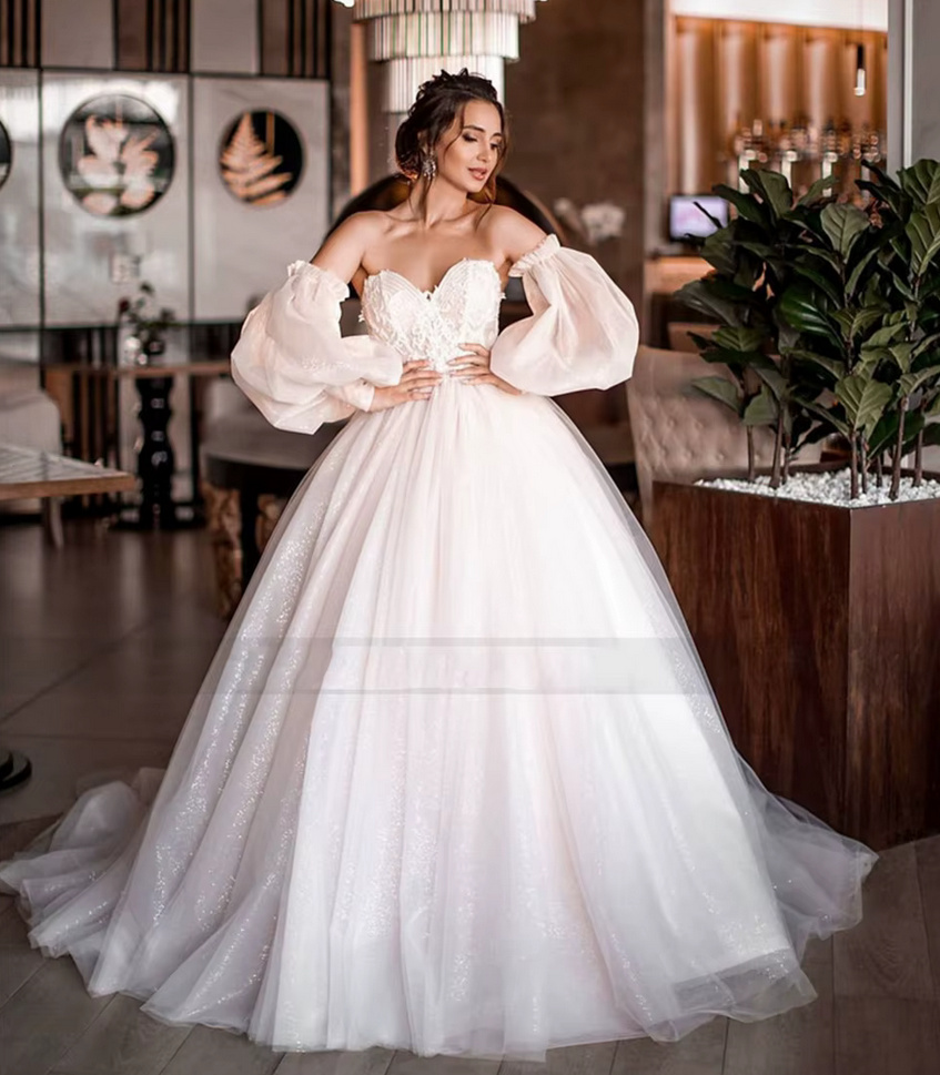 Schulterfreies Ball Linie Brautkleid Filiz mit Lingerie Oberteil Ärmel&nbsp;Abnehmbar