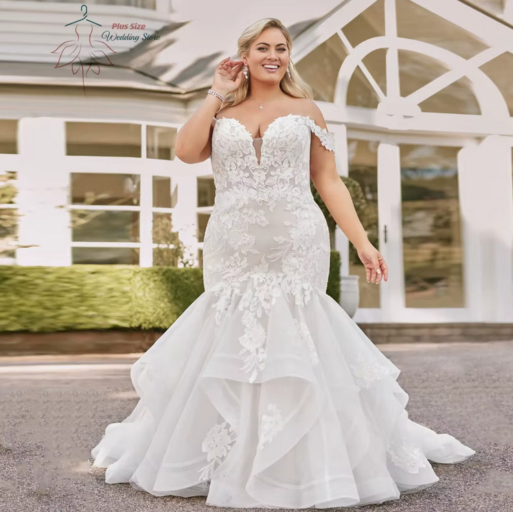 Schulterfreies Plus Size Brautkleid 2025 Destiny mit Spitze und&nbsp;Schleppe