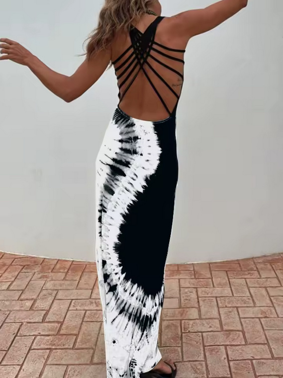 Sexy Rückenfreies Sommerkleid 2025 Eireen Lang Schwarz&nbsp;Weiß