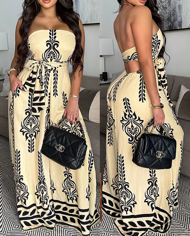 Sommer Einteiler 2025 in Creme mit Boho&nbsp;Muster