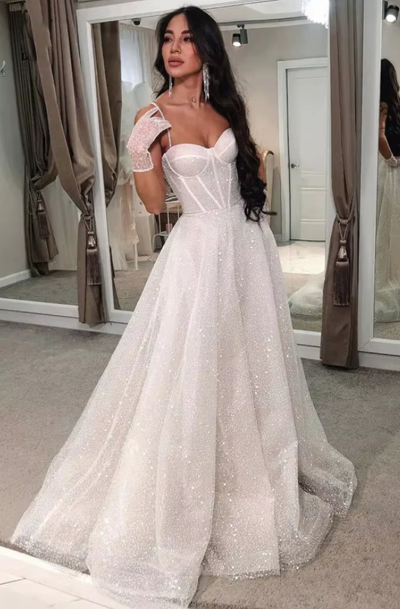 Spaghettiträger Glitzer Brautkleid&nbsp;Gwendolyn