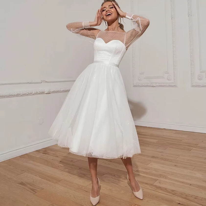 Vintage Style Brautkleid Gabriele Wadenlang mit Tüll&nbsp;Ärmeln