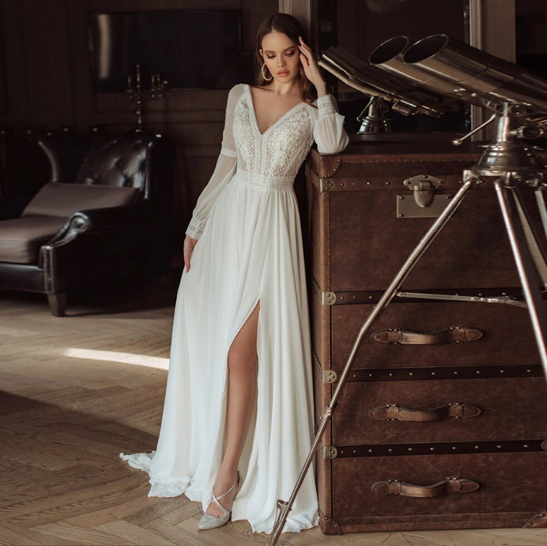 Elegantes Boho Style Chiffon Brautkleid&nbsp;Eleonore