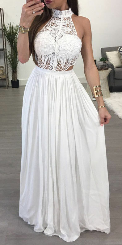 Sommer Boho Standesamtkleid in Weiß Ärmellos mit&nbsp;Spitze